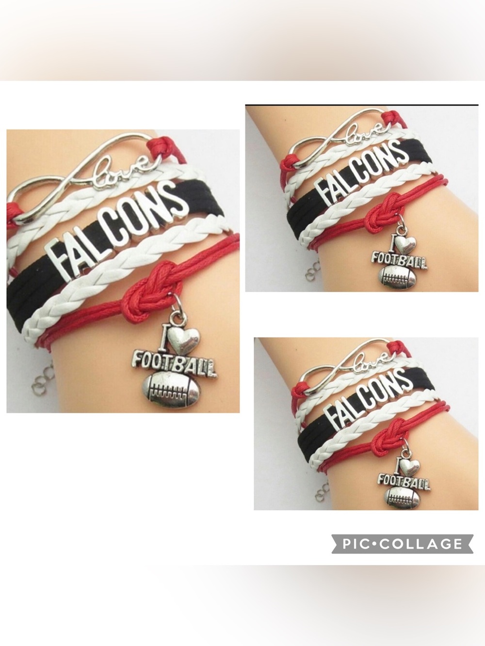 3- New Falcons football team infinity bracelets